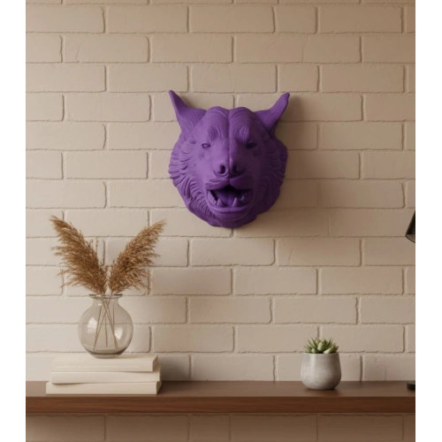 BFS Özel Seri Mor Kurt Duvar Süsü Hediyelik Dekoratif Asılabilir Heykel