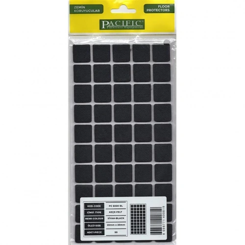 BFS Pacific 6020 BL Yapışkanlı Keçe  20 mm X 20 mm Siyah