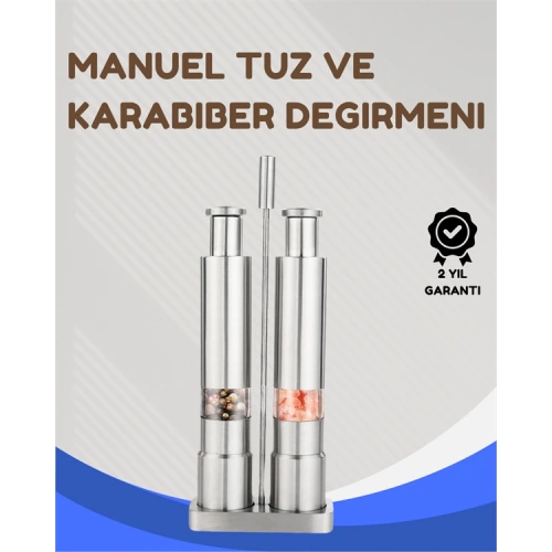 BFS Paslanmaz Çelik Tuz ve Kararbiber Öğütücü - Şeffaf Akrilik Hazne