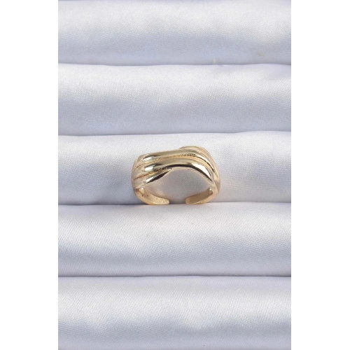 BFS Pirinç Altın Renk Kıvrımlı Ayarlanabilir Yüzük