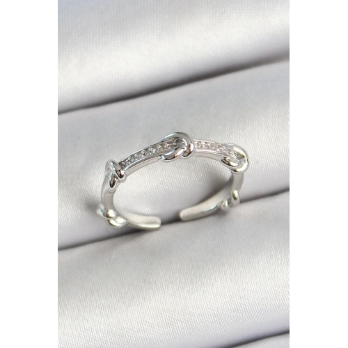 BFS Pirinç Düğüm Figürlü Zirkon Taşlı Gümüş Renk Ayarlanabilir Kadın Yüzük