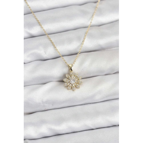 BFS Pirinç Gold Renk Çiçek Model Kadın Kolye