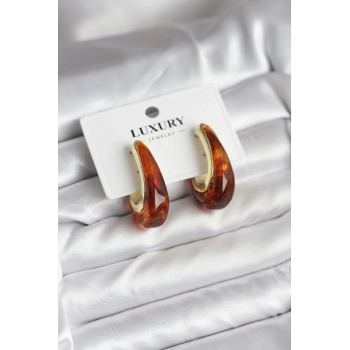 BFS Pirinç Gold Renk Kahverengi Vintage Kadın Küpe