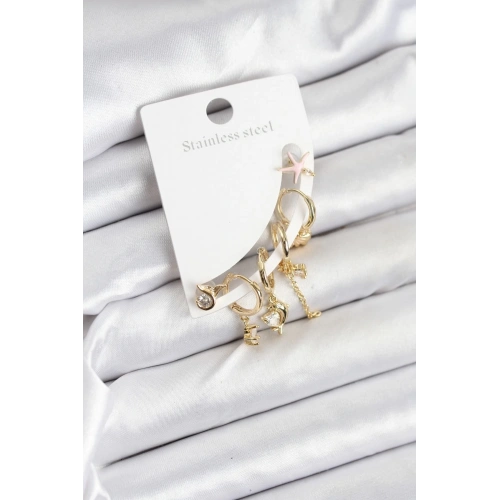 BFS Pirinç Gold Renk Set Küpe