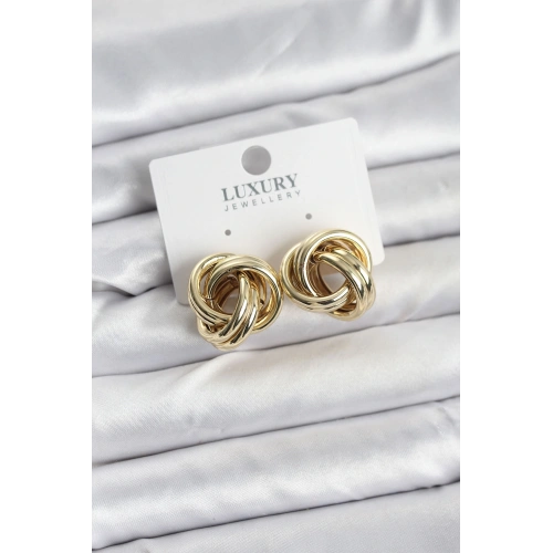 BFS Pirinç Gold Renk Vintage Sarmal Model Kadın Küpe