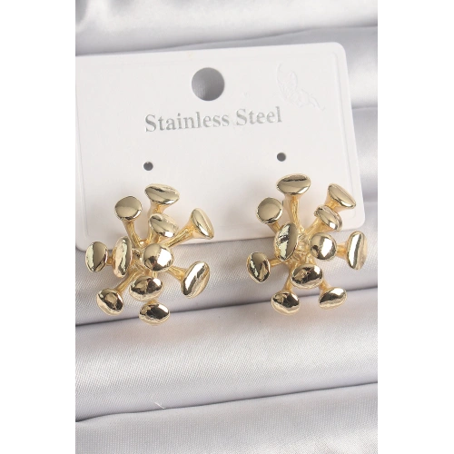 BFS Pirinç Gold Renk Virüs Figür Model Kadın Küpe