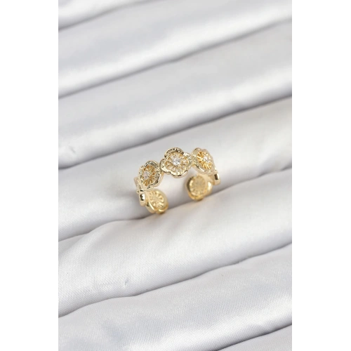 BFS Pirinç Gold Renk Yonca Model Kadın Yüzük