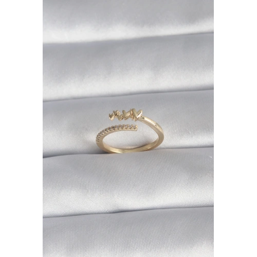 BFS Pirinç Gold Renk Zirkon Taş Detay Kalp Model Kadın Yüzük