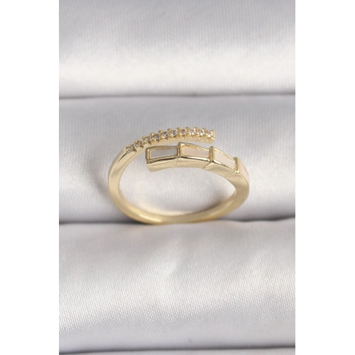 BFS Pirinç Gold Renk Zirkon Taş Detaylı Yılan Model Ayarlanabilir Yüzük