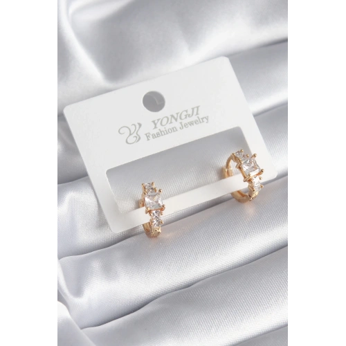 BFS Pirinç Gold Renk Zirkon Taşlı Kadın Küpe