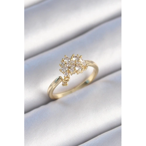 BFS Pirinç Gold Renk Zirkon Taşlı Kadın Yüzük