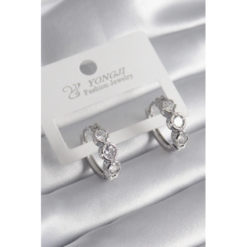 BFS Pirinç Gold Renk Zirkon Taşlı Kalp Detay Kadın Küpe