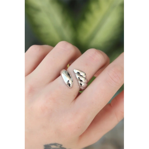 BFS Pirinç Gümüş Renk Ayarlanabilir Sarmal Yüzük