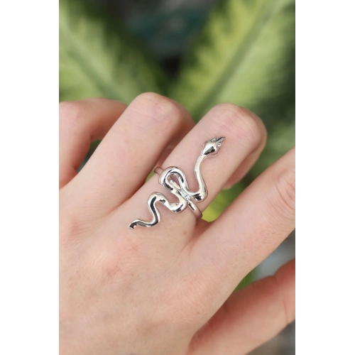 BFS Pirinç Gümüş Renk Ayarlanabilir Yılan Yüzük