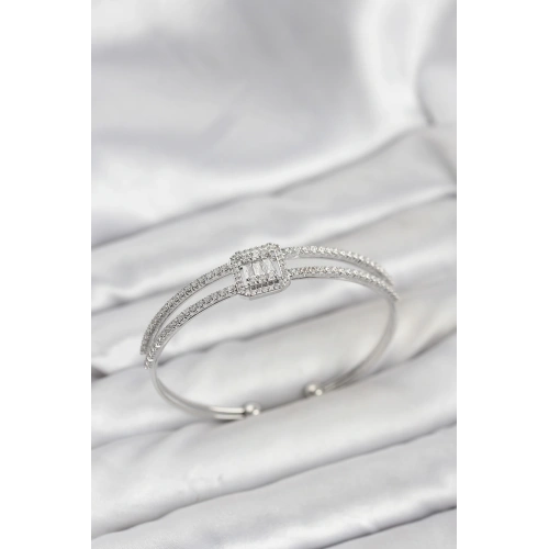 BFS Pirinç Gümüş Renk Baget Model Kadın Bileklik