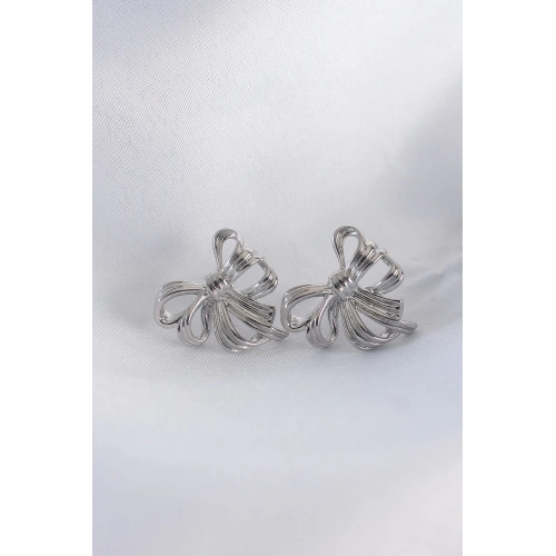 BFS Pirinç Gümüş Renk Fiyonk Küpe