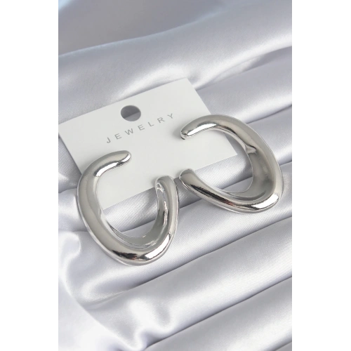 BFS Pirinç Gümüş Renk Halka Model Kadın Küpe