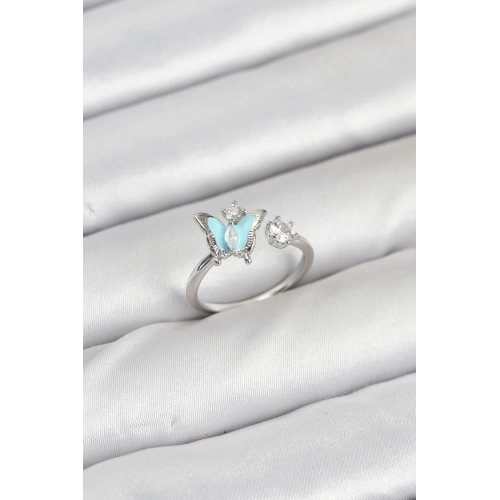 BFS Pirinç Gümüş Renk Kelebek Model Kadın Yüzük