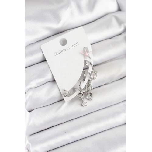 BFS Pirinç Gümüş Renk Set Küpe