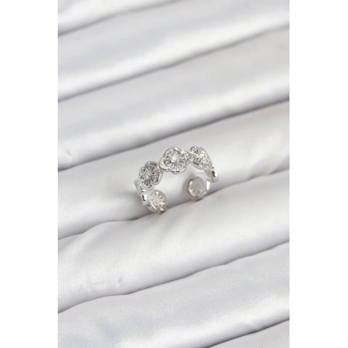 BFS Pirinç Gümüş Renk Yonca Model Kadın Yüzük