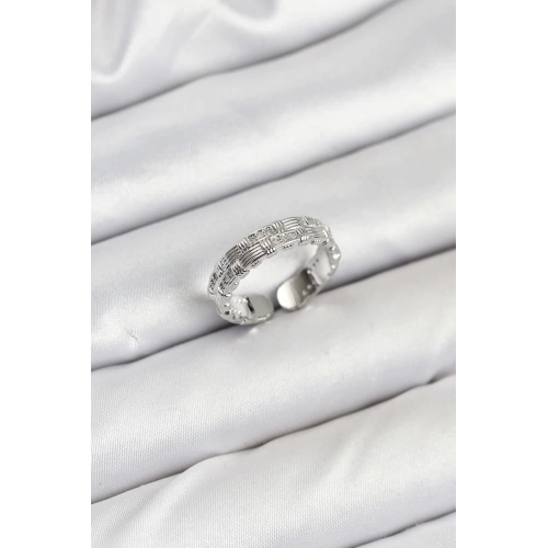 BFS Pirinç Gümüş Renk Zirkon Taşlı Sırım Kadın Yüzük