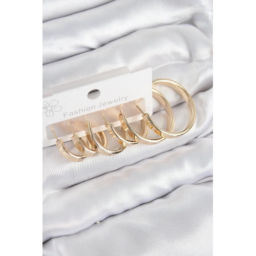 BFS Pirinç Halka Model Gold Renk Kadın Set Küpe