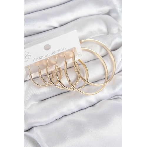 BFS Pirinç Halka Model Gold Renk Kadın Set Küpe