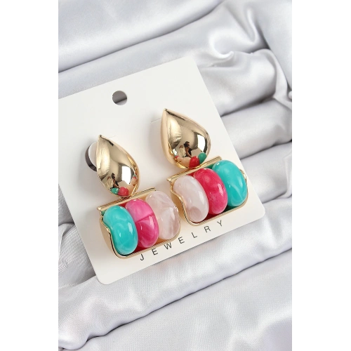 BFS Pirinç Karışık Renk Vintage Model Kadın Küpe