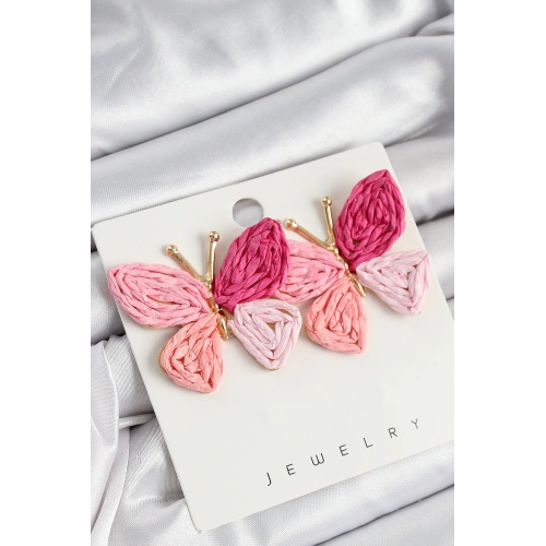 BFS Pirinç Pembe Kelebek Model Gold Renk Kadın Hasır Küpe