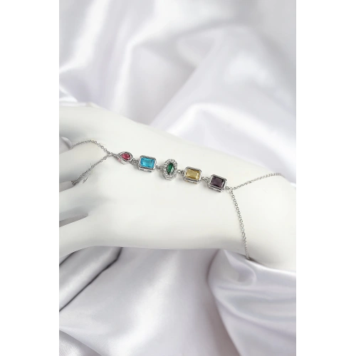 BFS Pirinç Renkli Zirkon Taşlı Model Gümüş Renk Şahmeran