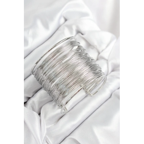 BFS Pirinç Tel Sarma Model Gümüş Renk Kadın Bileklilk