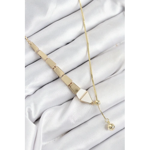 BFS Pirinç Yılan Model Gold Renk Asansörlü Kadın Kolye