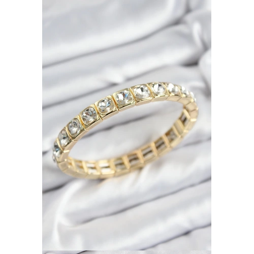 BFS Pirinç Zirkon Taşlı Kare Model Gold Renk Lastikli Kadın Bileklik