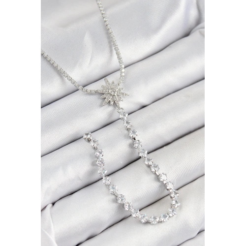 BFS Pirinç Zirkon Taşlı Kutup Yıldızı Model Gold Renk Y Kolye