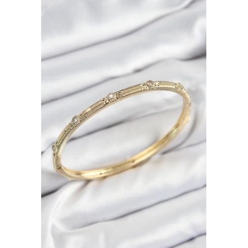 BFS Pirinç Zirkon Taşlı Vintage Model Gold Renk Kadın Kelepçe