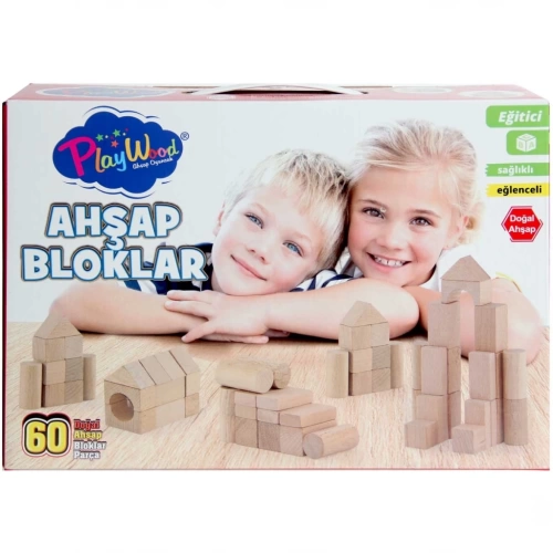 BFS  Playwood Kutuda Ahşap Renkli Bloklar 60 Parça