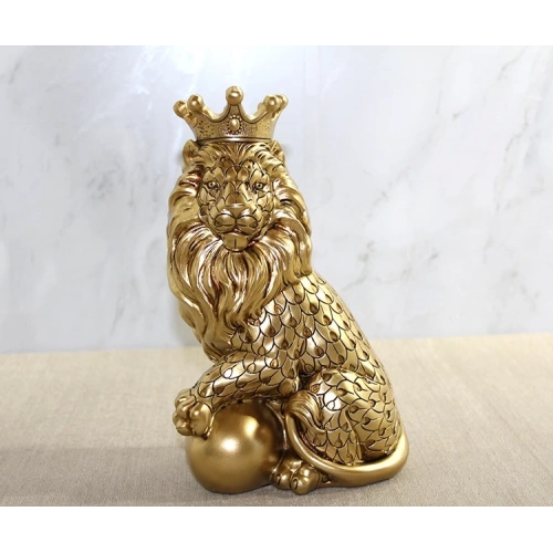 BFS Polyester Dekoratif Taçlı Aslan Figürü Alk2574