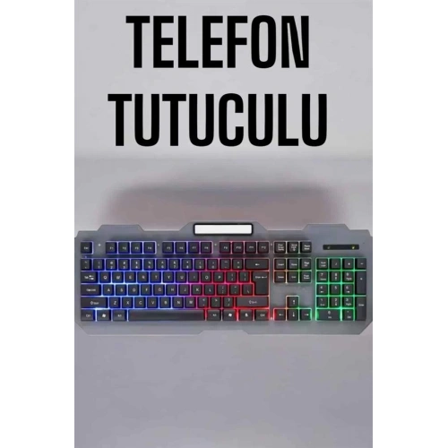 BFS Q Klavye RGB Işıklı Klavye Ve Mouse Seti Kablolu Mouse Hediyeliş