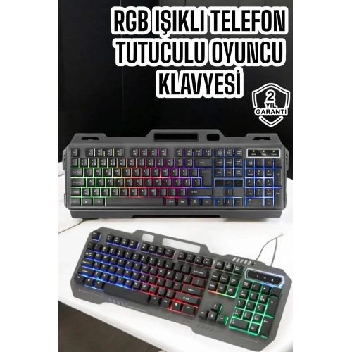 BFS Q Klavye RGB Işıklı Klavye Ve Mouse Seti Kablolu Mouse Hediyeliş