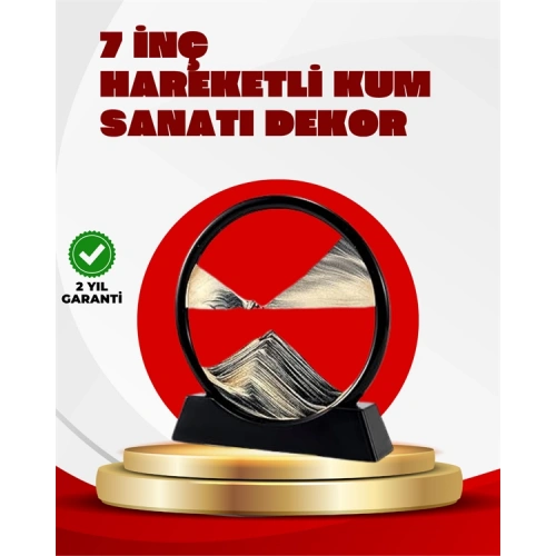 BFS Rahatlatıcı Kum Sanatı – Yuvarlak Cam Çerçeveli Hareketli Kum Resmi, Ofis ve Ev İçin Etkileşimli Masaüstü Süs