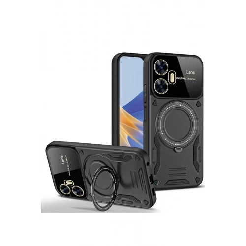 BFS  Realme C55 Kılıf Joy Lens Standlı Kapak - Siyah