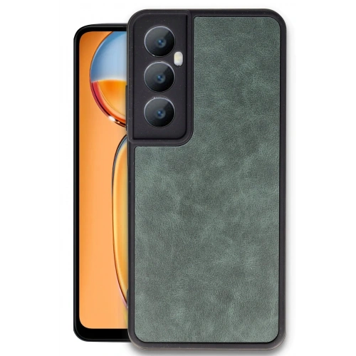 BFS  Realme C65 Kılıf Aras Deri Kapak - Koyu Yeşil