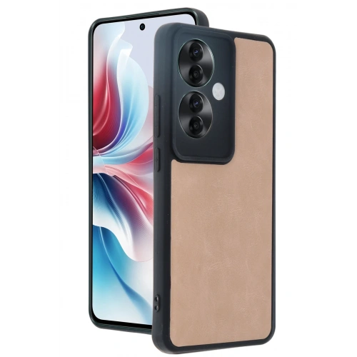 BFS   Reno 11F Kılıf Aras Deri Kapak - Pudra