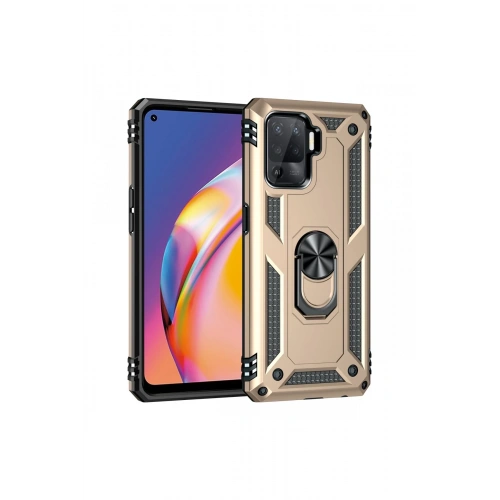 BFS   Reno 5 Lite Kılıf Sofya Yüzüklü Silikon Kapak - Gold