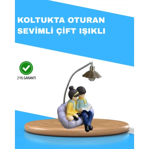 BFS Romantik Çift Temalı Dekoratif Masa Lambası Yumuşak LED Işık