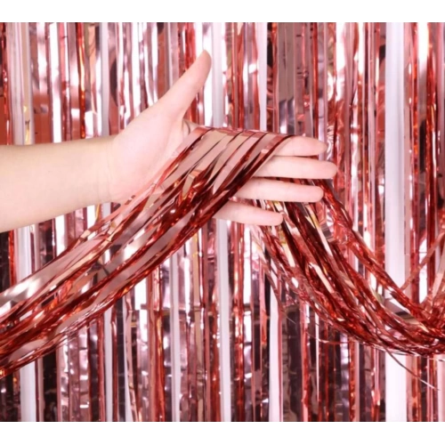 BFS  Rose Gold Püsküllü Kapı Perdesi - Parti, Bekarlığa Veda, Doğum Günü 1x2 m