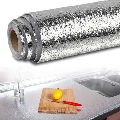 BFS  Rulo Gümüş Alüminyum Folyo Duvar Kağıdı, Kendinden Yapışkanlı Raf İçi, Su Geçirmez Folyo  2 mt x 60 cm
