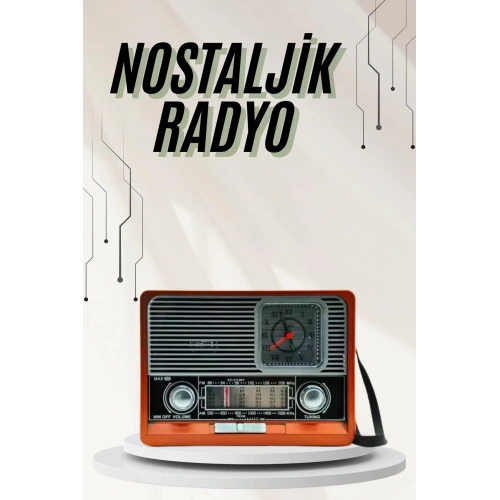 BFS Saatli Fenerli Bluetooth Nostaljik Radyo AUX SD USB Girişli Bluetooth Hoparlör