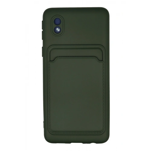 BFS  Samsung Galaxy A01 Core Kılıf Kelvin Kartvizitli Silikon - Koyu Yeşil