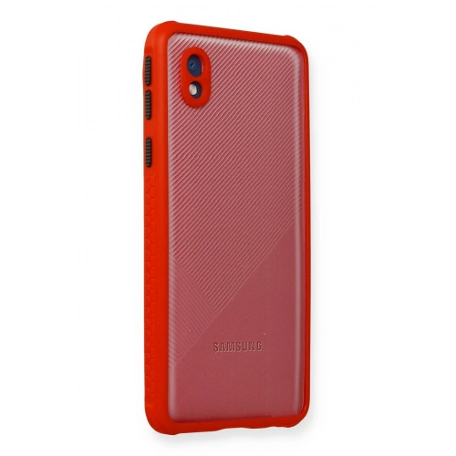 BFS  Samsung Galaxy A01 Core Kılıf Miami Şeffaf Silikon - Kırmızı